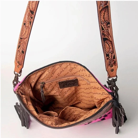 American Darling Crossbody Genuine Western Leather Women Bag with Fringe - Picture 5 of 5